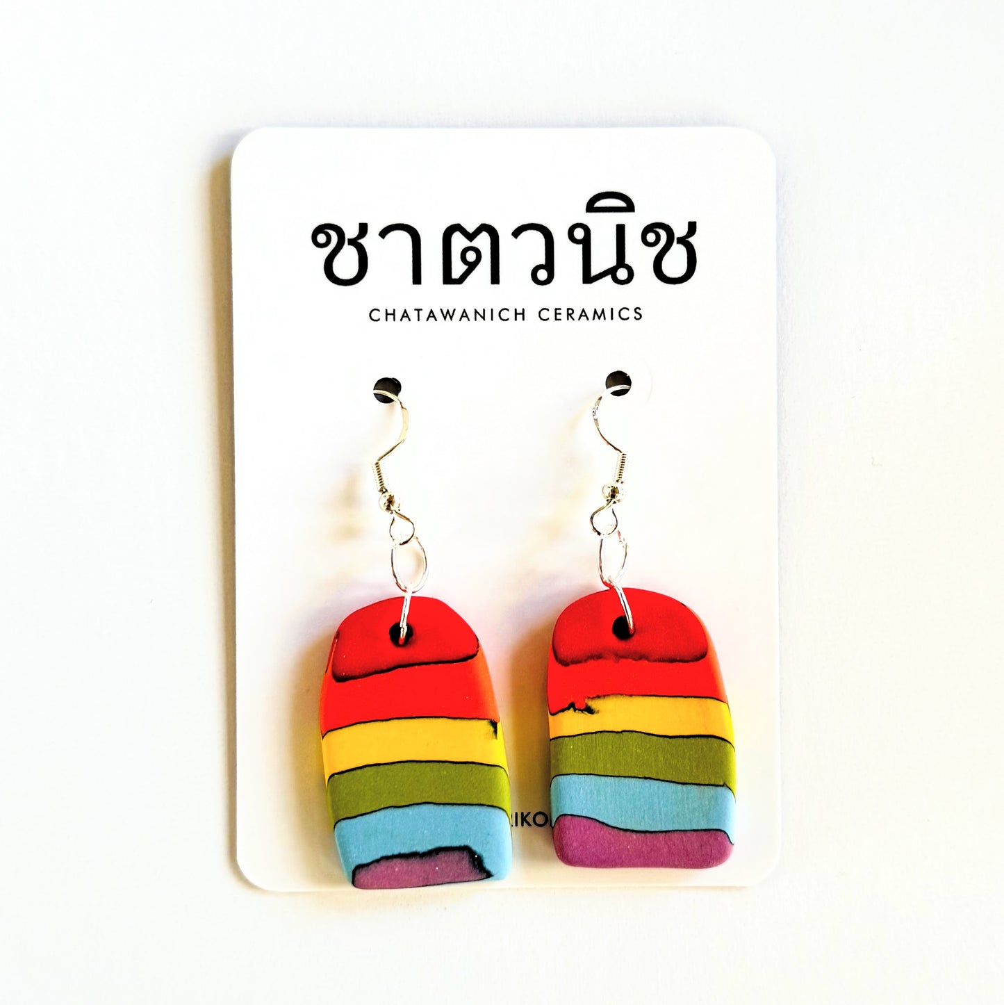 Porcelain Nerikomi Earrings - Rainbow