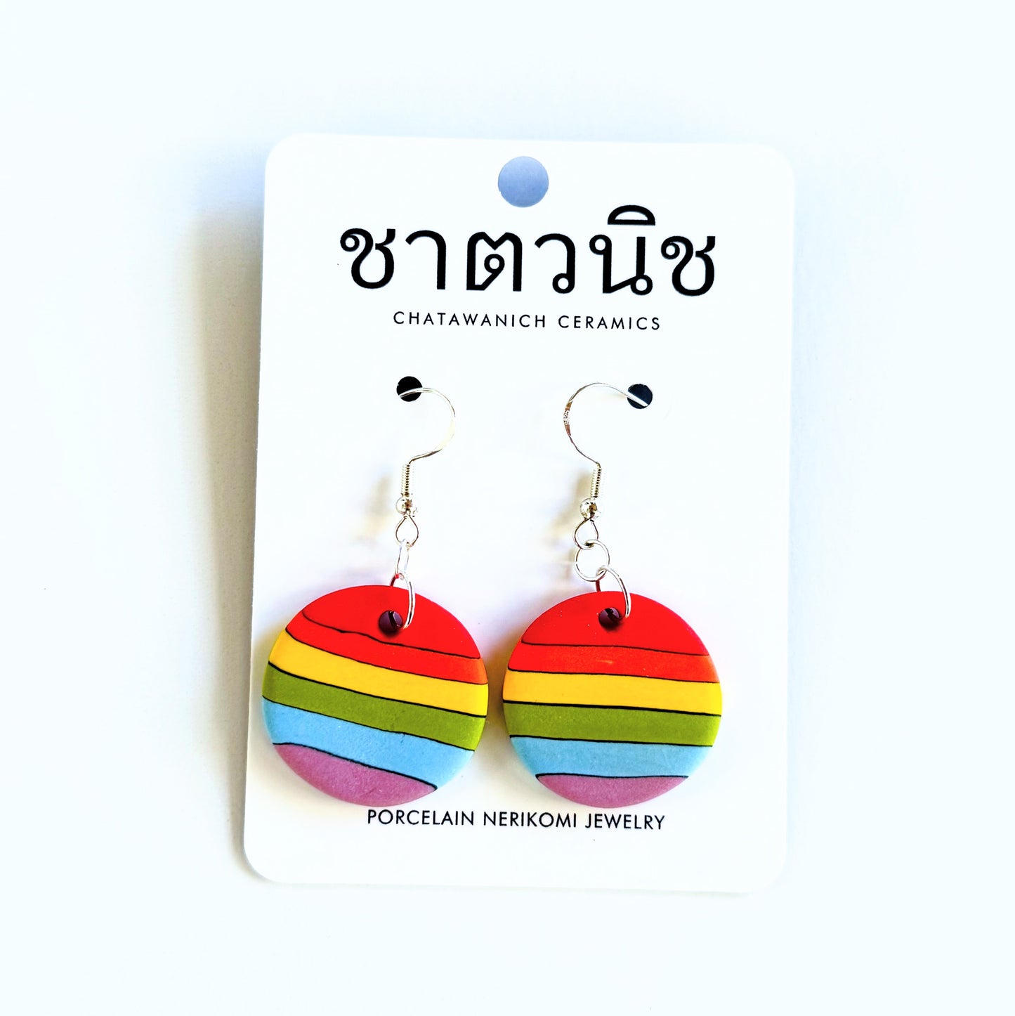 Porcelain Nerikomi Earrings - Rainbow