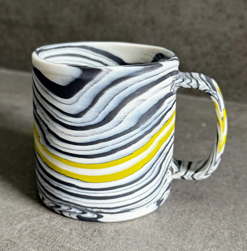 Nerikomi Mug - Black and White with Green