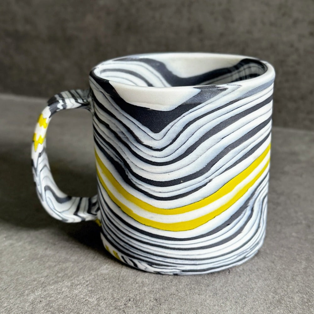 Nerikomi Mug - Black and White with Green