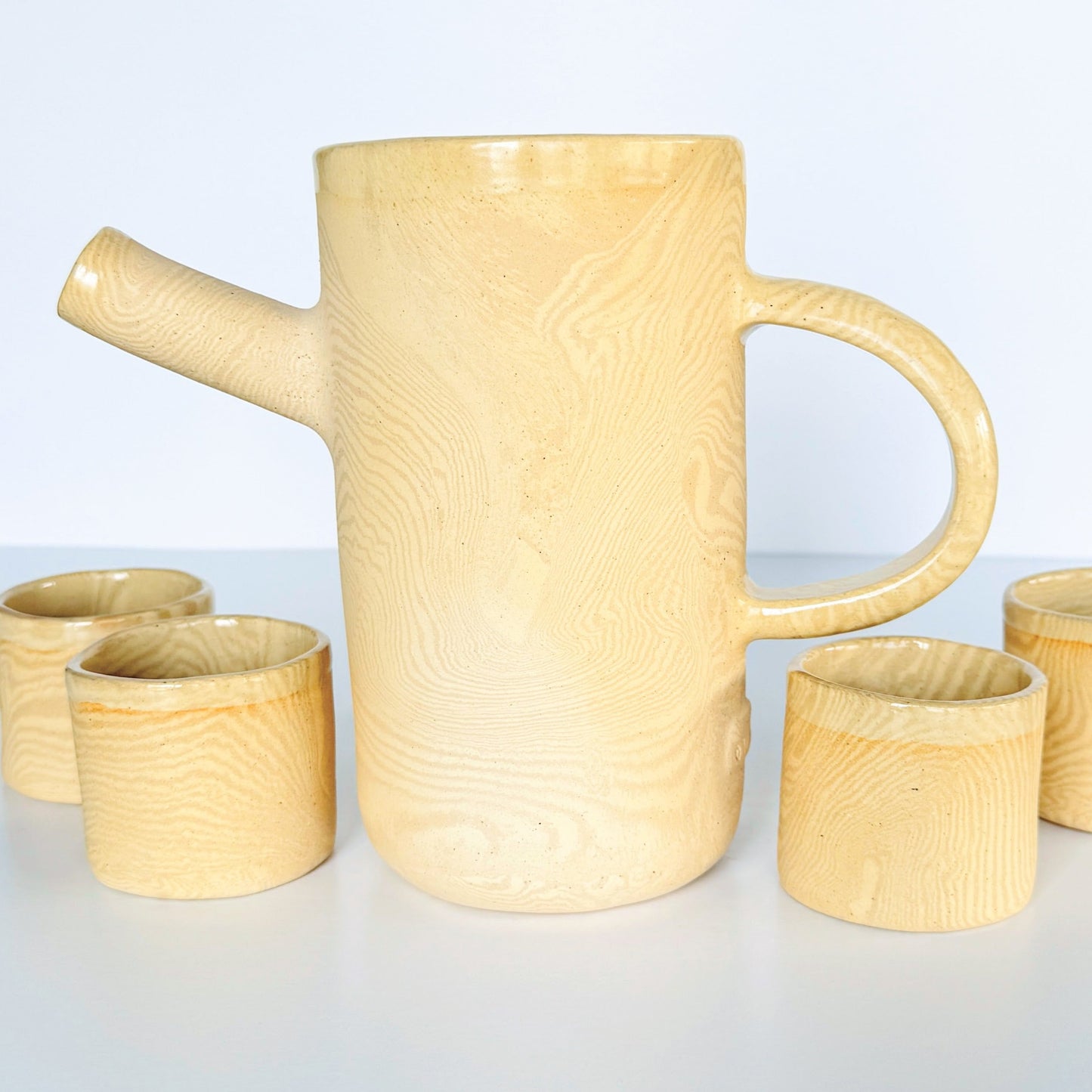 Stoneware Pitcher and Glasses
