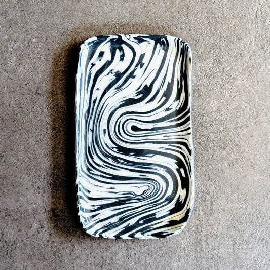 Black and White Nerikomi Sushi Plate