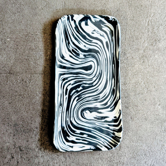 Black and White Nerikomi Sushi Plate