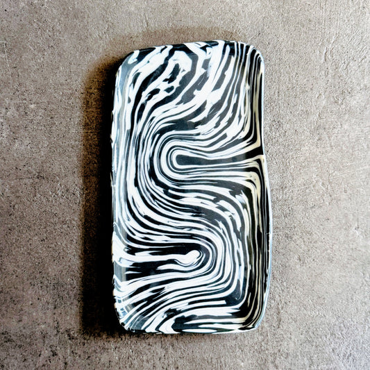 Black and White Nerikomi Sushi Plate
