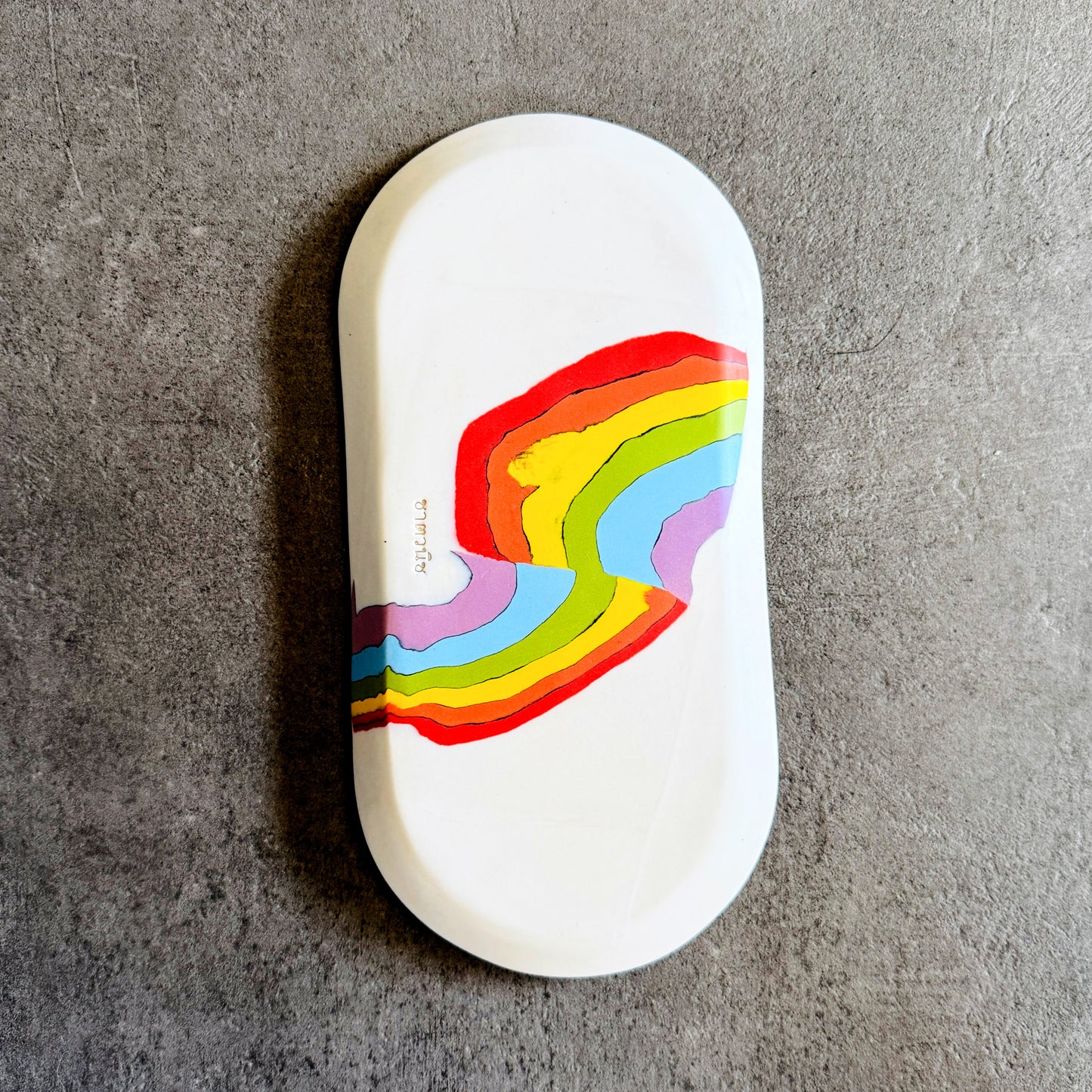 Nerikomi Rainbow Rounded Plate 6