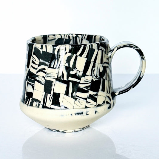 Black Patterned Nerikomi Stoneware Mug