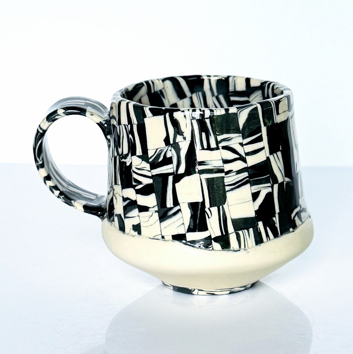 Black Patterned Nerikomi Stoneware Mug
