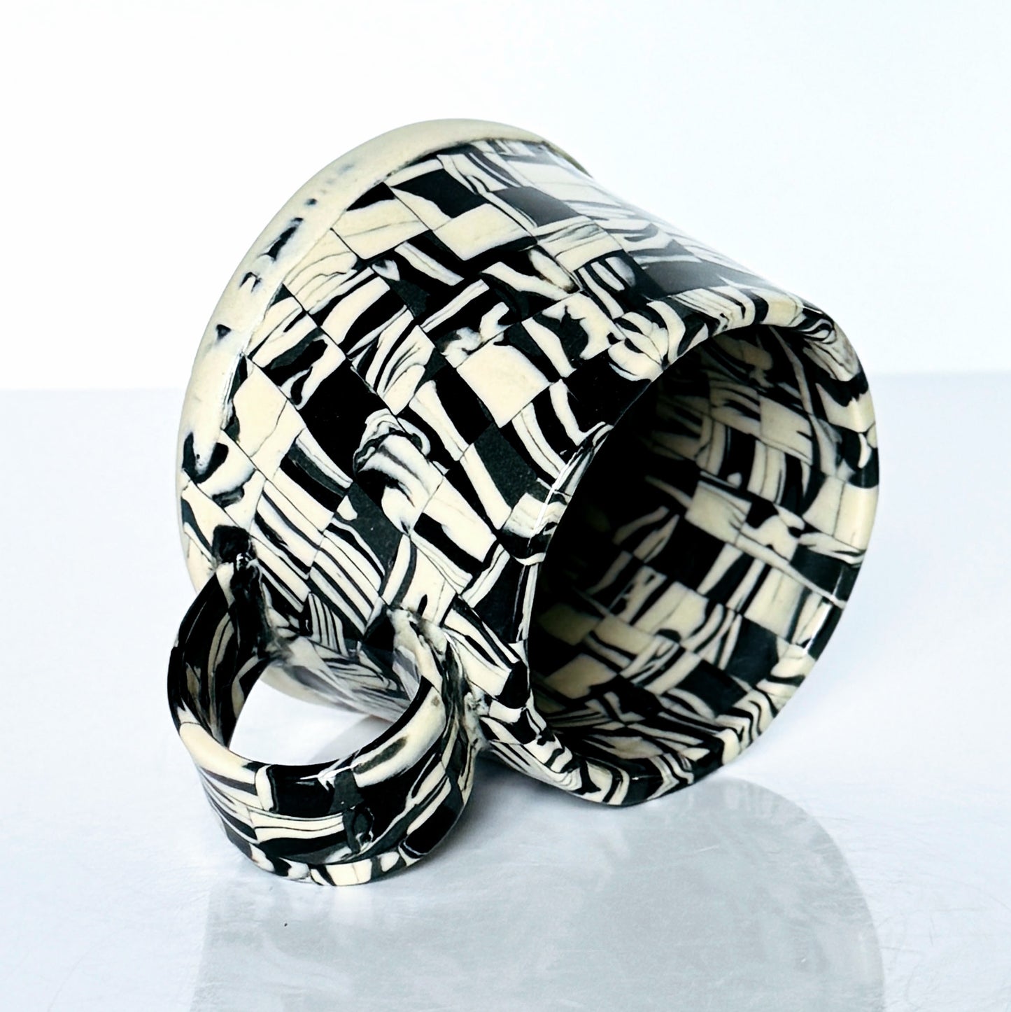 Black Patterned Nerikomi Stoneware Mug