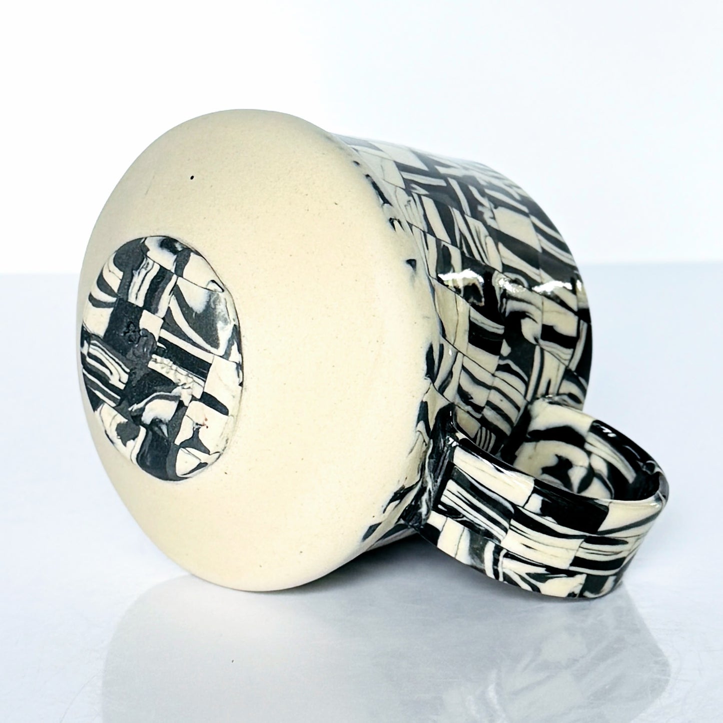 Black Patterned Nerikomi Stoneware Mug