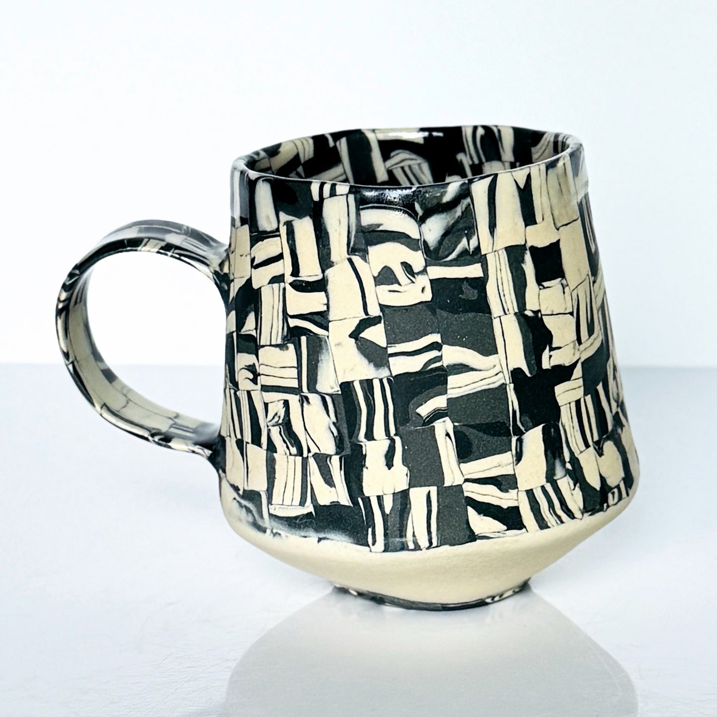 Black Patterned Nerikomi Stoneware Mug