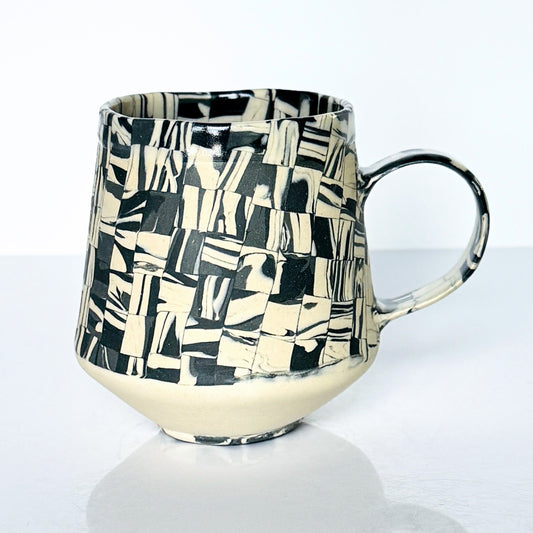 Black Patterned Nerikomi Stoneware Mug