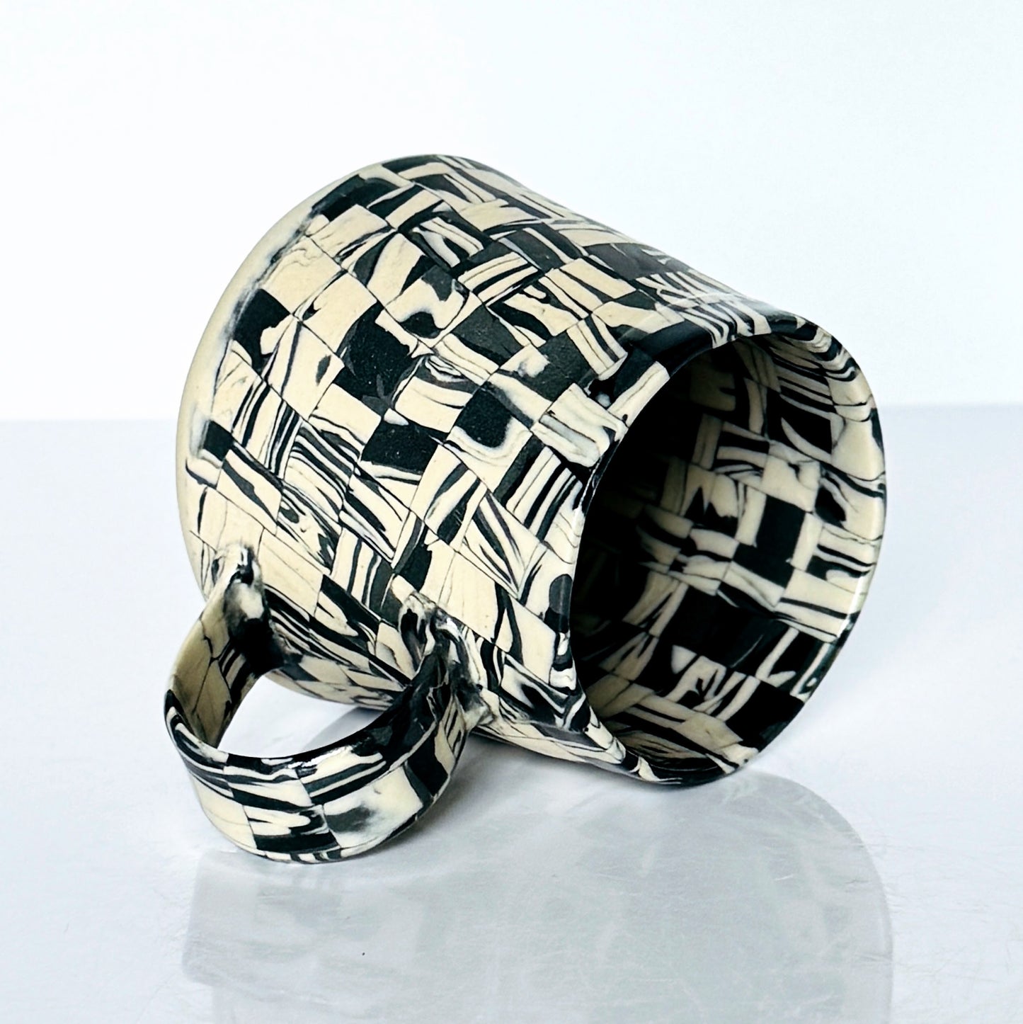 Black Patterned Nerikomi Stoneware Mug