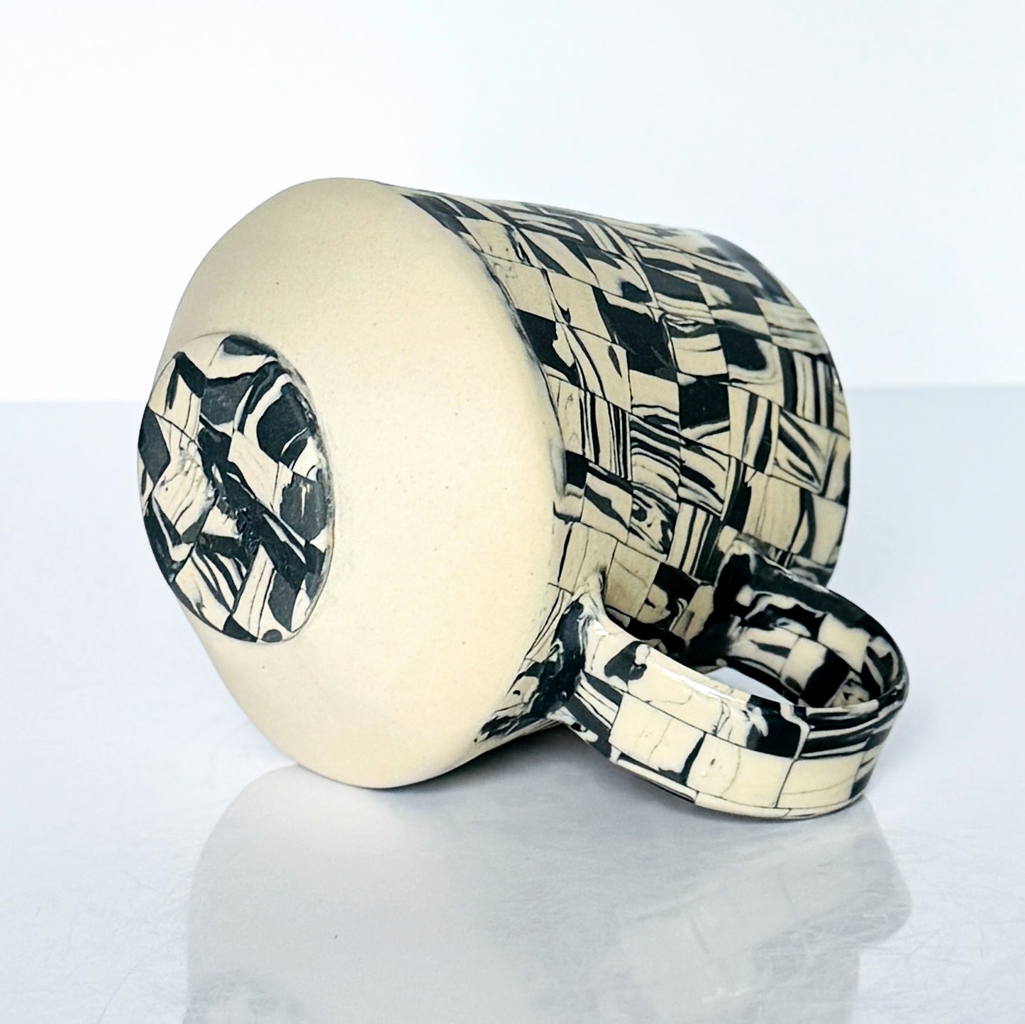 Black Patterned Nerikomi Stoneware Mug
