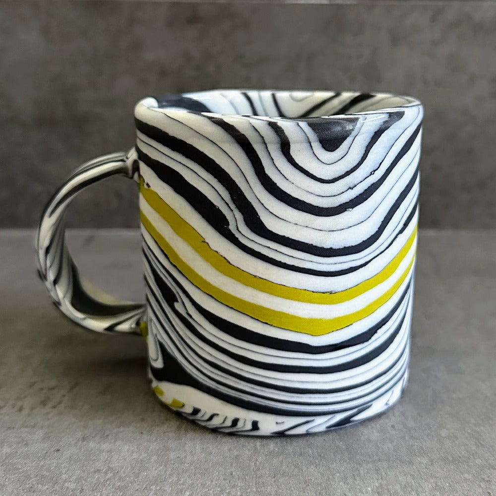 Nerikomi Mug - Black and White with Green