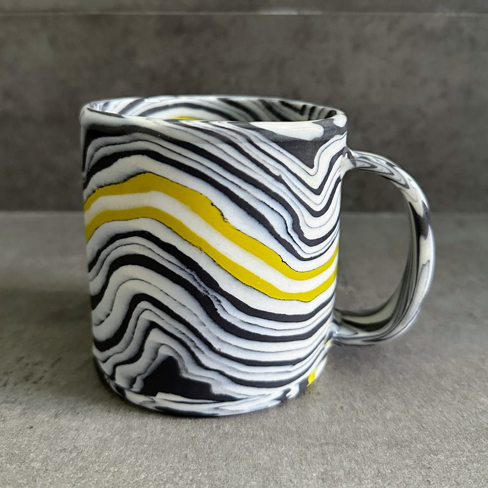 Nerikomi Mug - Black and White with Green