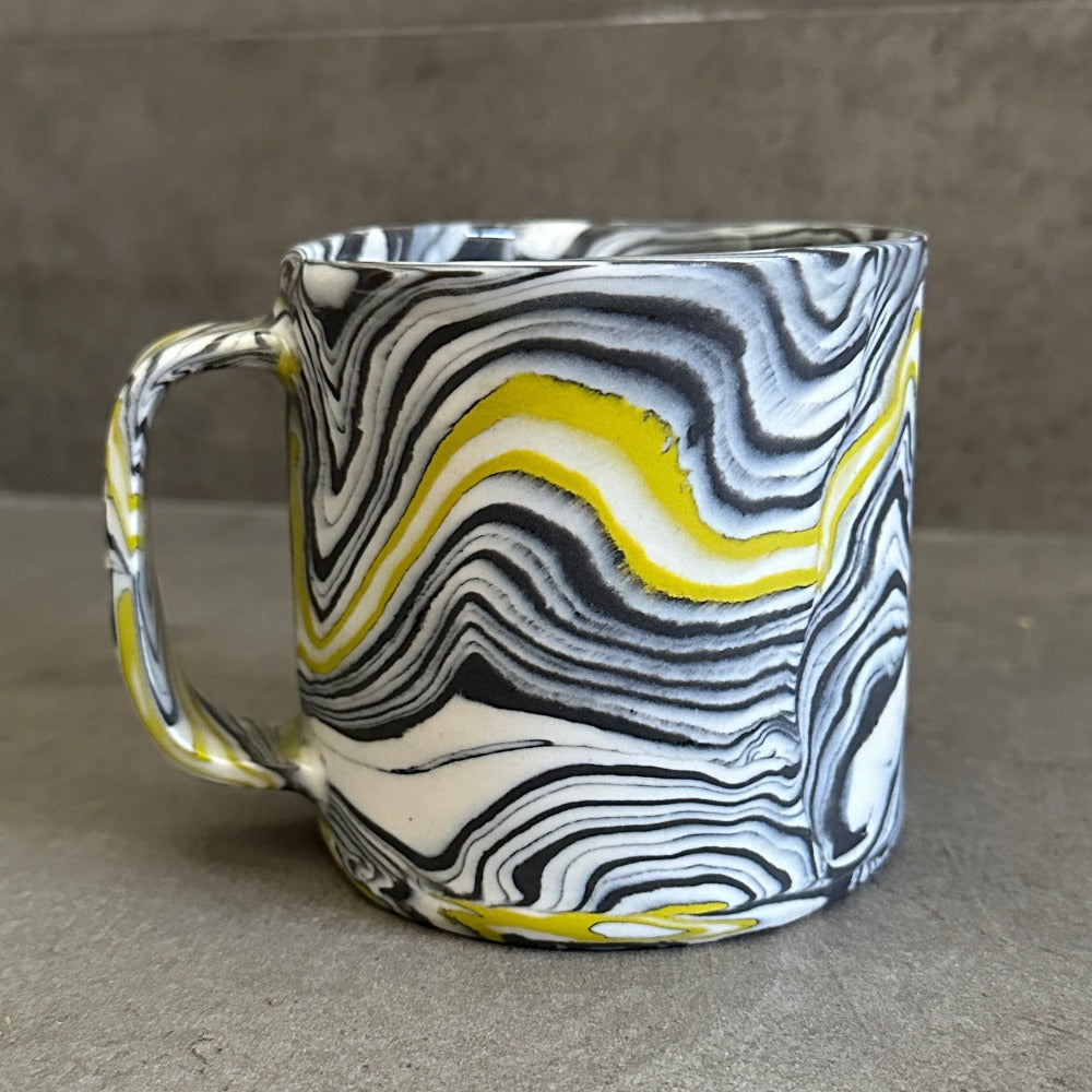 Nerikomi Mug - Black and white with green