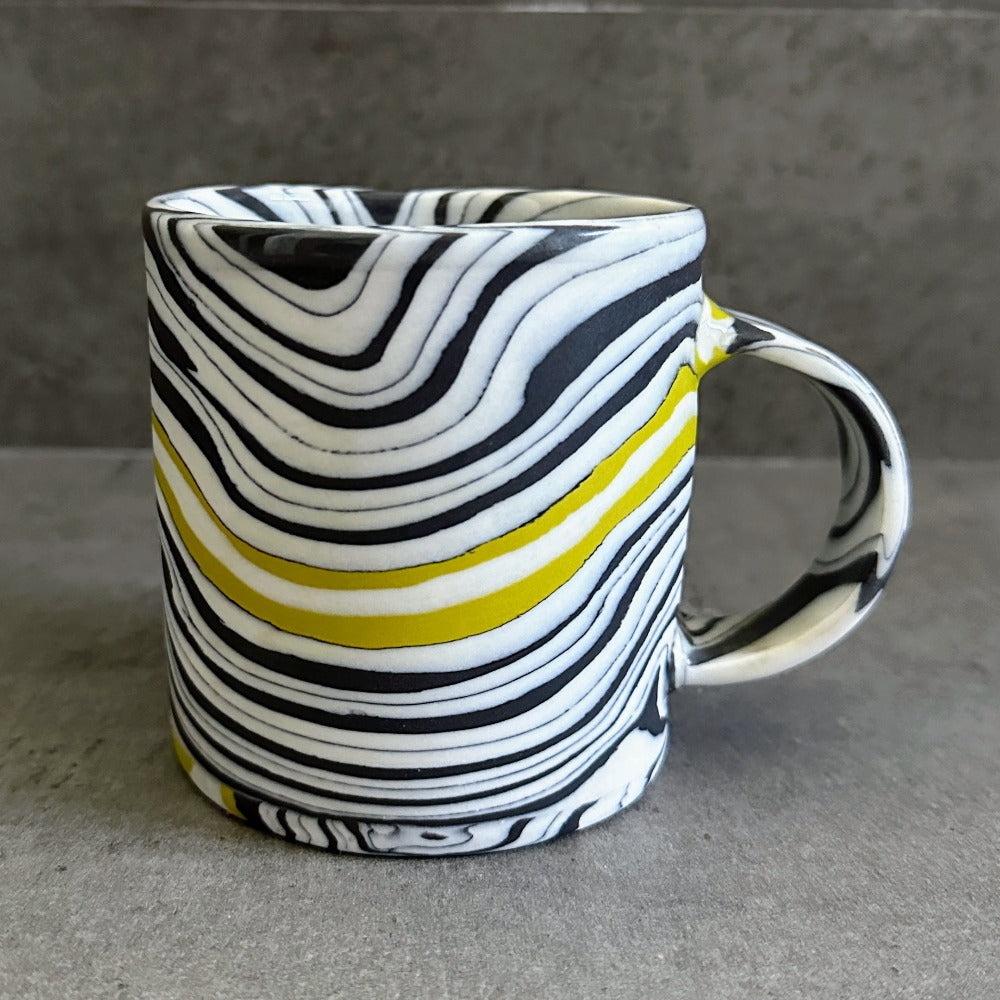 Nerikomi Mug - Black and White with Green