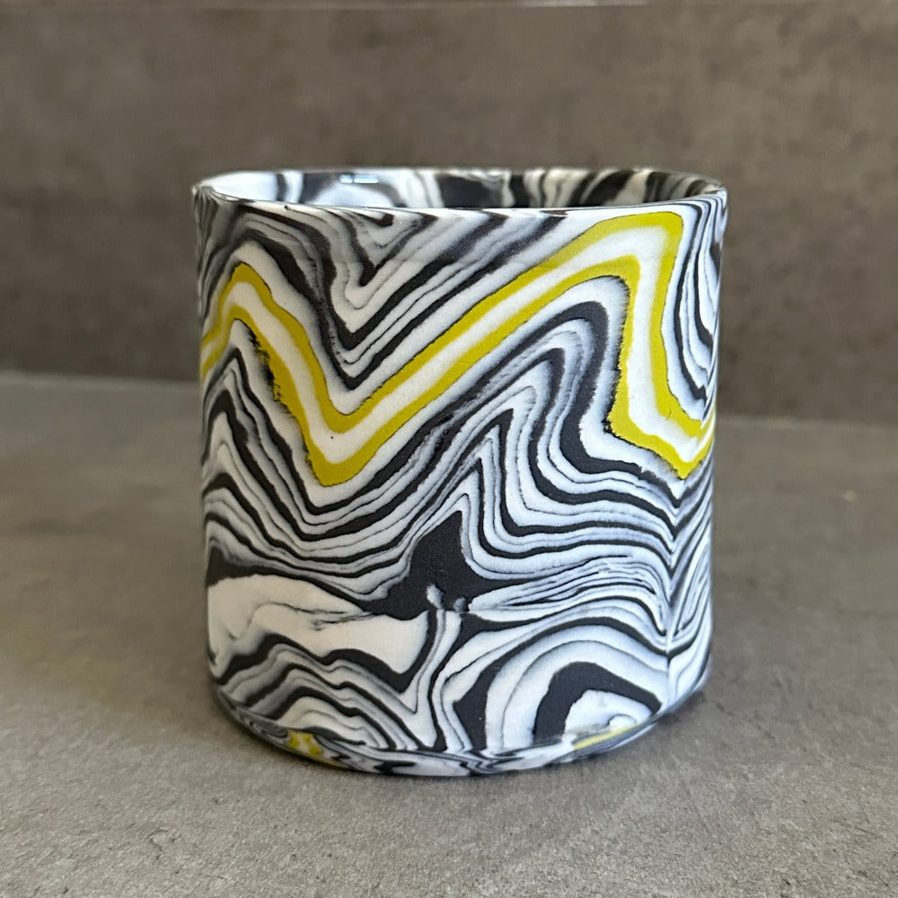 Nerikomi Mug - Black and white with green