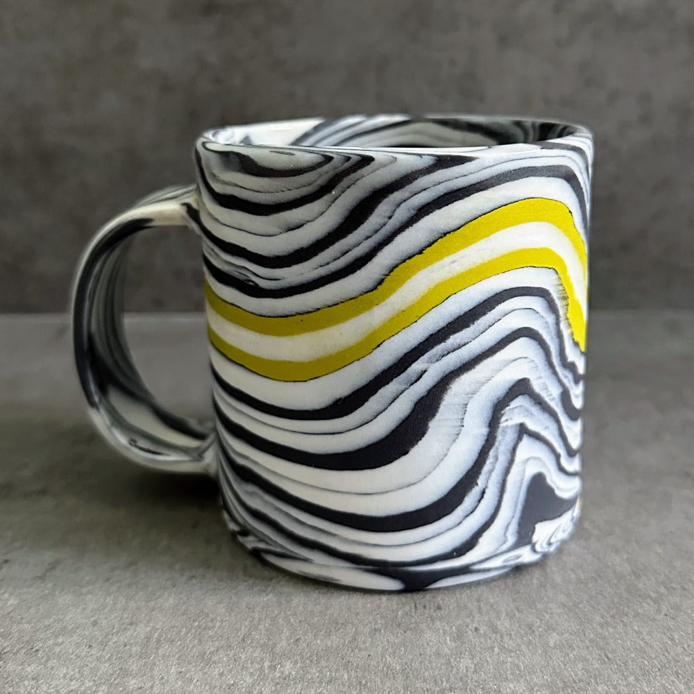 Nerikomi Mug - Black and White with Green